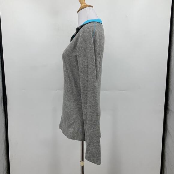 Nike Top Womens Small Gray Pool Blue Dri Fit Element Half Zip Running Space Dye - Picture 6 of 13